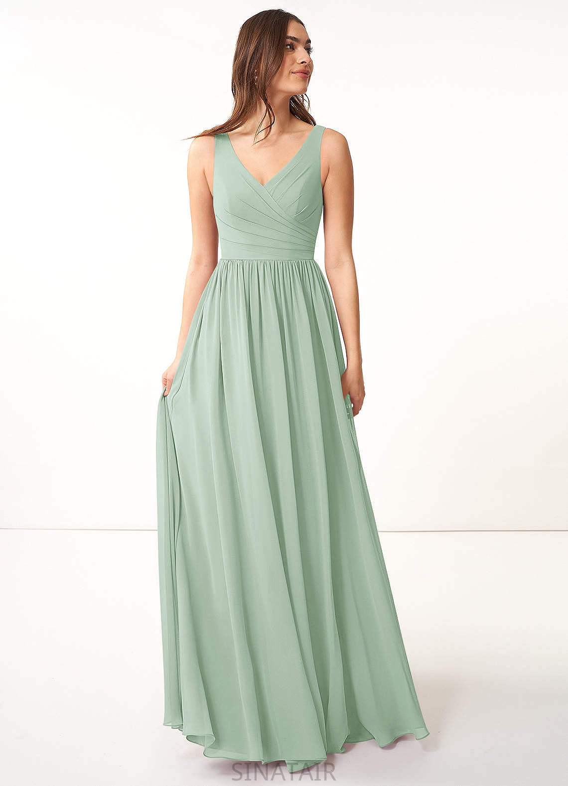 Yasmin Sleeveless Floor Length A-Line/Princess Scoop Natural Waist Bridesmaid Dresses