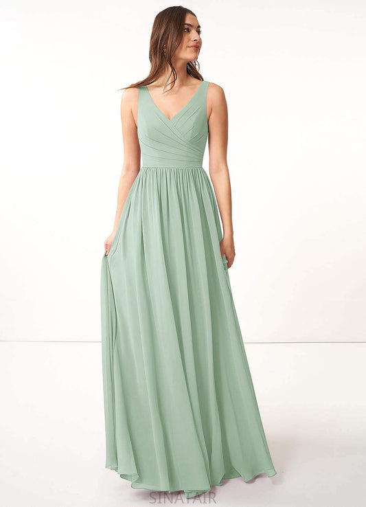 Yasmin Sleeveless Floor Length A-Line/Princess Scoop Natural Waist Bridesmaid Dresses