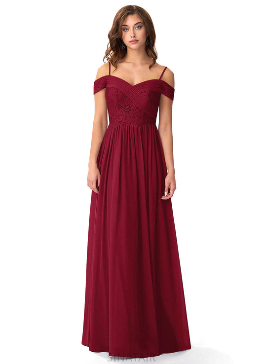 Bria Spaghetti Staps Sleeveless Floor Length Natural Waist A-Line/Princess Bridesmaid Dresses