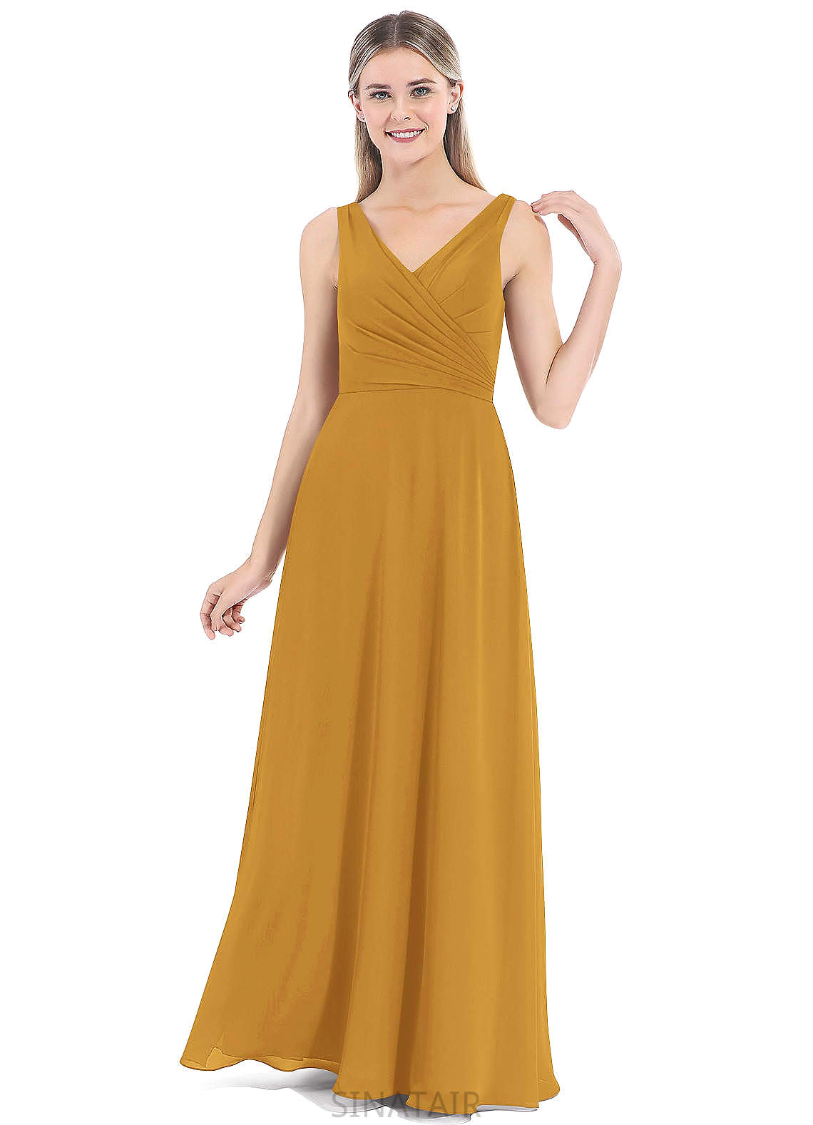 Hanna Sleeveless Natural Waist A-Line/Princess Spaghetti Staps Floor Length Bridesmaid Dresses