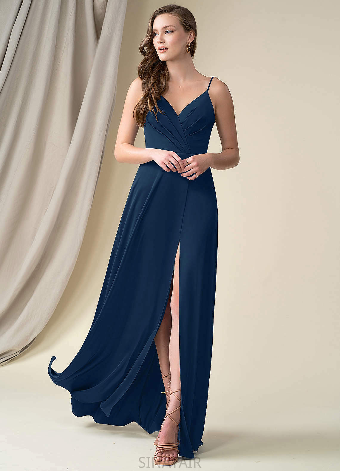 Dayanara Sleeveless A-Line/Princess Floor Length Spaghetti Staps Natural Waist Bridesmaid Dresses