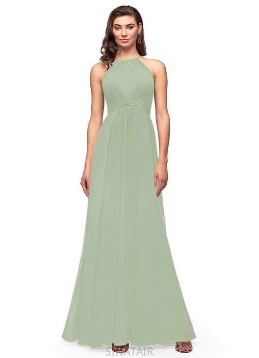 Abril A-Line/Princess Sleeveless Floor Length Scoop Empire Waist Bridesmaid Dresses