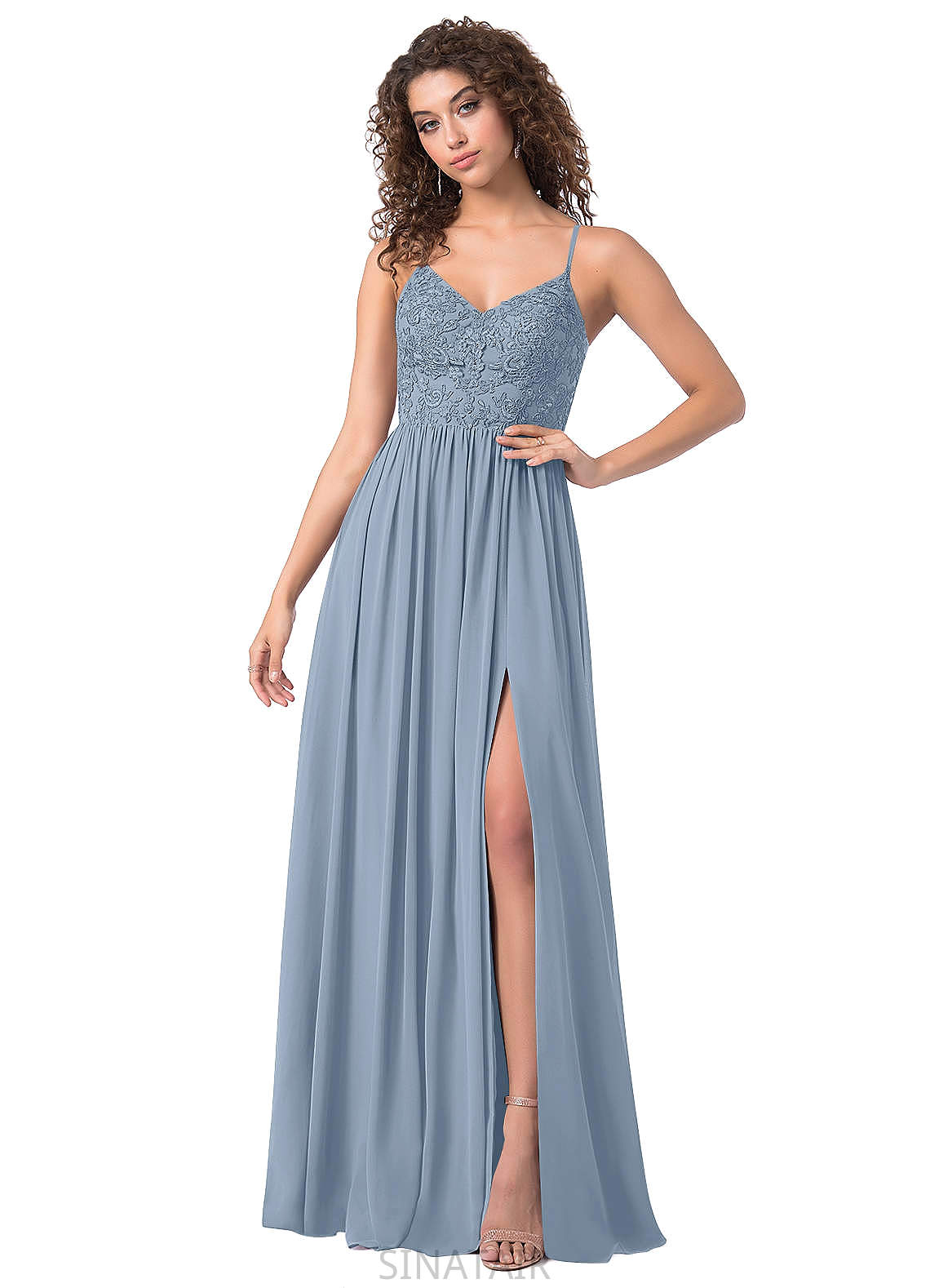 Brooklyn Sleeveless A-Line/Princess Natural Waist V-Neck Floor Length Bridesmaid Dresses