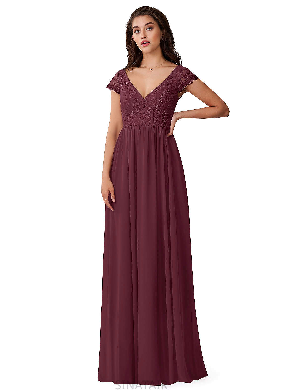 Jessica Natural Waist Spaghetti Staps V-Neck Floor Length Sleeveless Bridesmaid Dresses