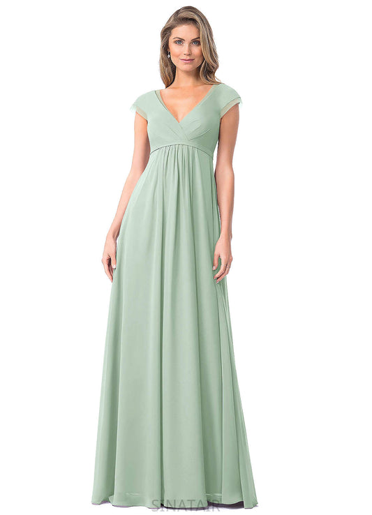 Carina Natural Waist A-Line/Princess Floor Length Spaghetti Staps Sleeveless Bridesmaid Dresses