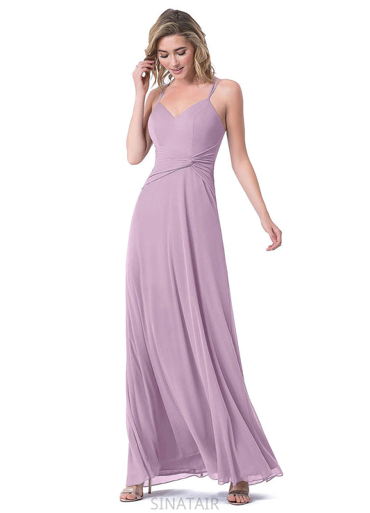 Grace Sleeveless Floor Length A-Line/Princess V-Neck Natural Waist Bridesmaid Dresses