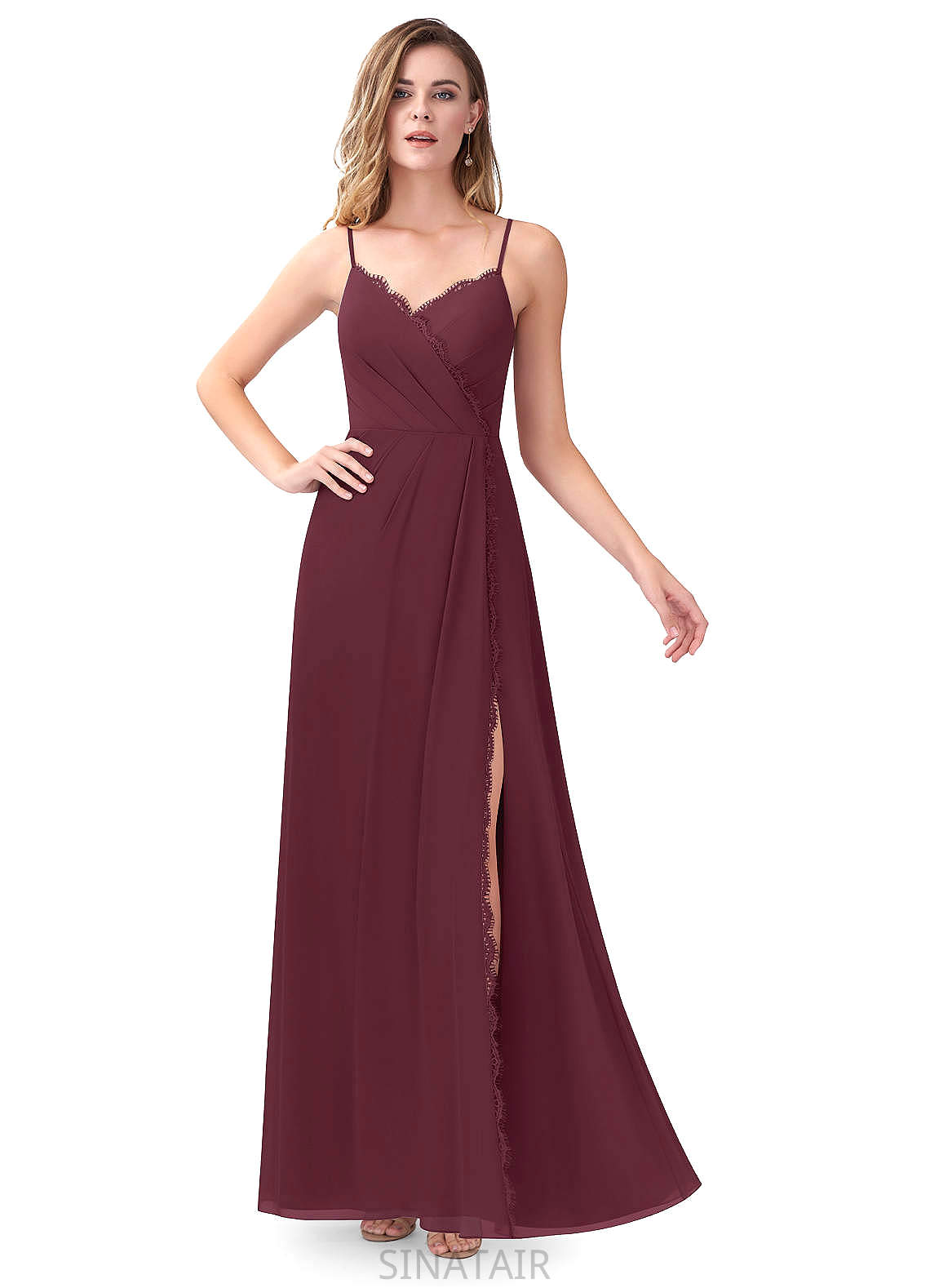 Lexi Natural Waist Sleeveless A-Line/Princess Floor Length Spaghetti Staps Bridesmaid Dresses