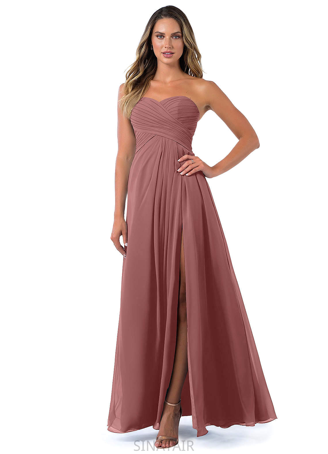 Viv A-Line/Princess V-Neck Sleeveless Natural Waist Floor Length Bridesmaid Dresses