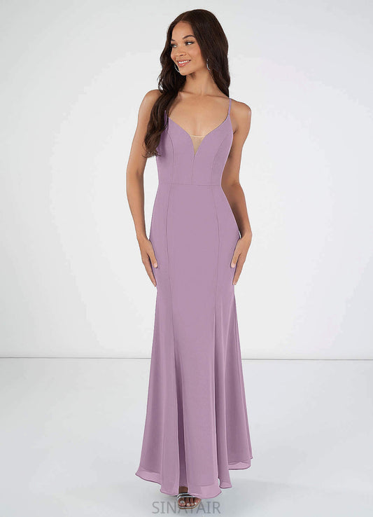 Destiney A-Line/Princess Straps Floor Length Natural Waist Sleeveless Bridesmaid Dresses