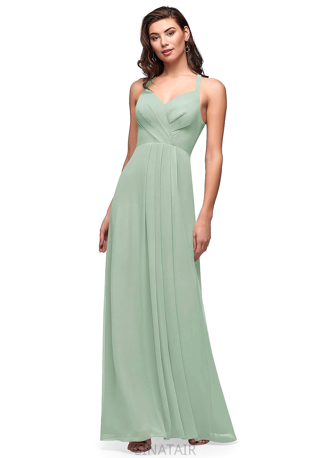 Charlize Straps Floor Length Sleeveless A-Line/Princess Natural Waist Bridesmaid Dresses