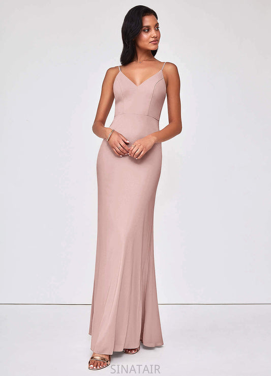 Nellie Natural Waist Floor Length Sleeveless V-Neck A-Line/Princess Bridesmaid Dresses