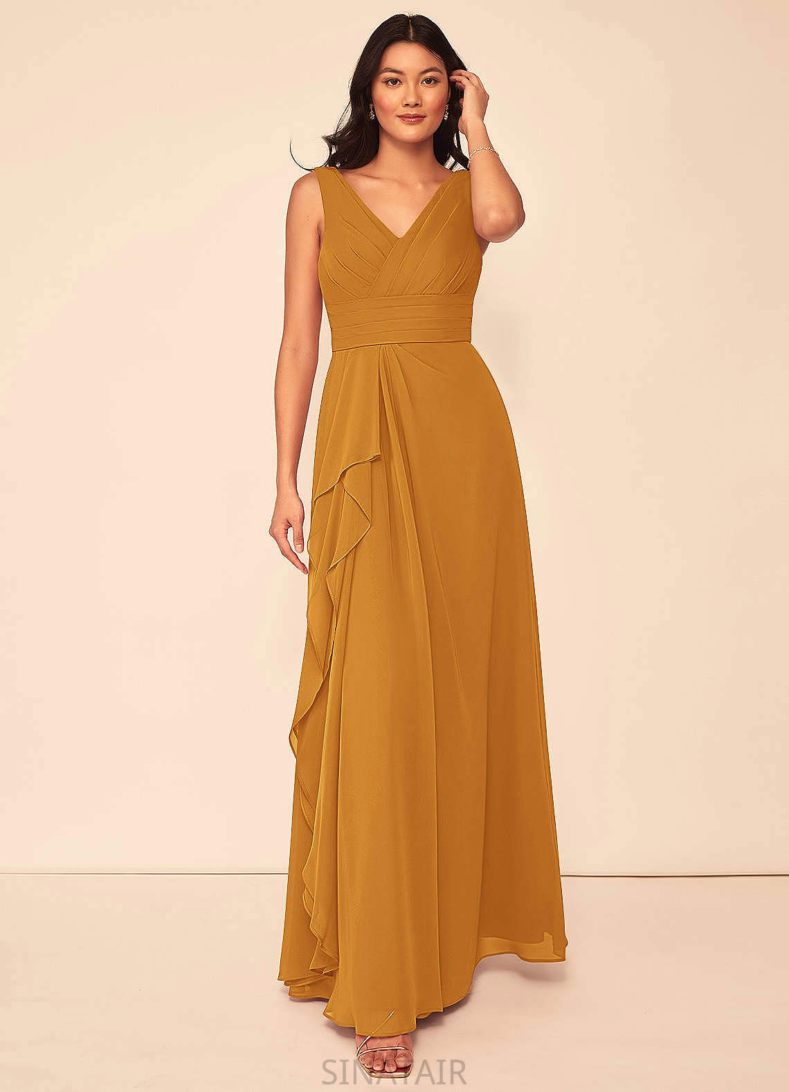 Jane Sleeveless Off The Shoulder Floor Length Natural Waist A-Line/Princess Bridesmaid Dresses