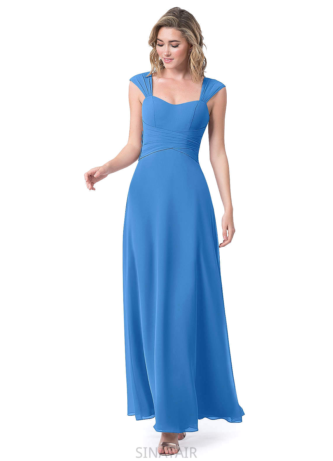 Novia Natural Waist Off The Shoulder Sleeveless Spaghetti Staps A-Line/Princess Floor Length Bridesmaid Dresses