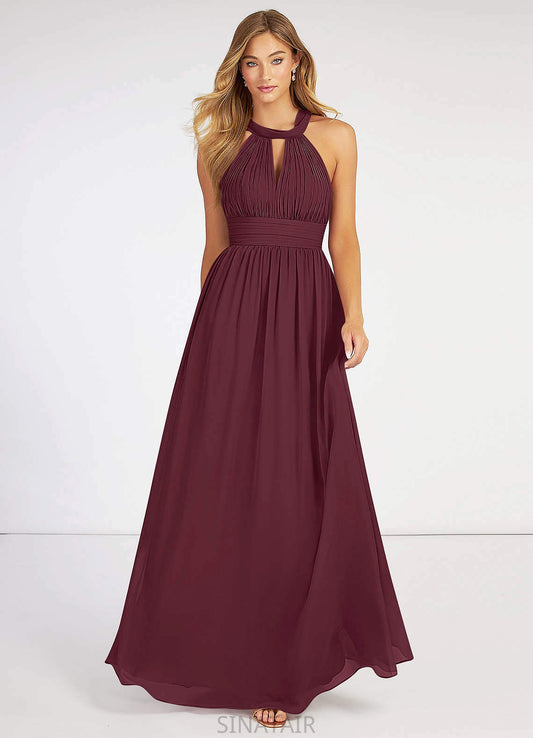 Luciana Floor Length A-Line/Princess Natural Waist V-Neck Sleeveless Bridesmaid Dresses