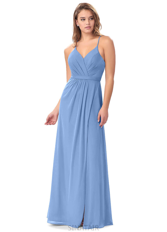 Sierra Spaghetti Staps Sleeveless Floor Length Natural Waist A-Line/Princess Bridesmaid Dresses