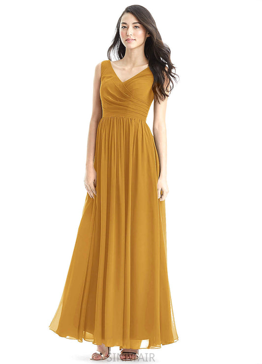 Sasha Sleeveless Natural Waist Spaghetti Staps A-Line/Princess Floor Length Bridesmaid Dresses