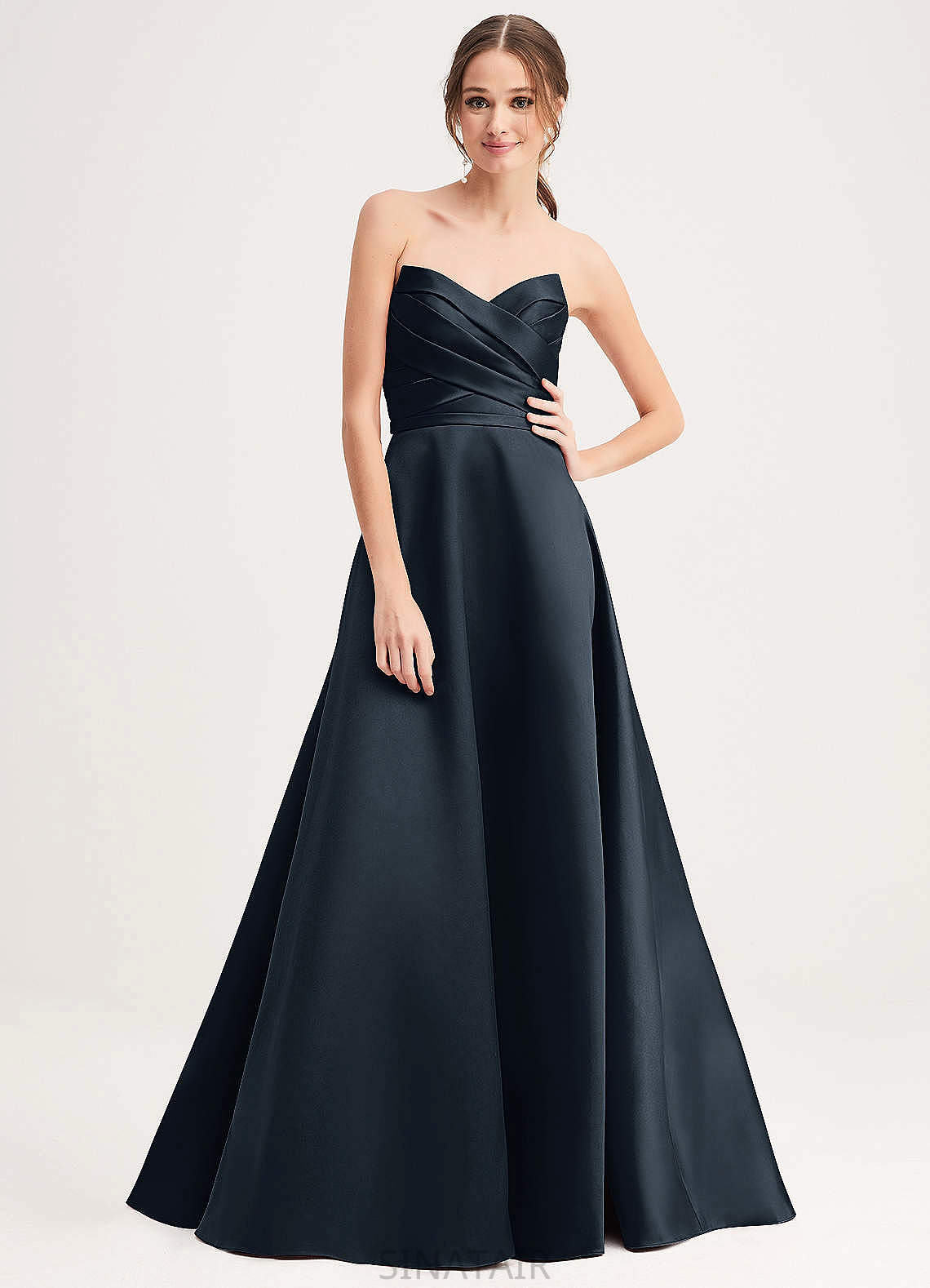 Monique Sleeveless Natural Waist A-Line/Princess Floor Length V-Neck Bridesmaid Dresses