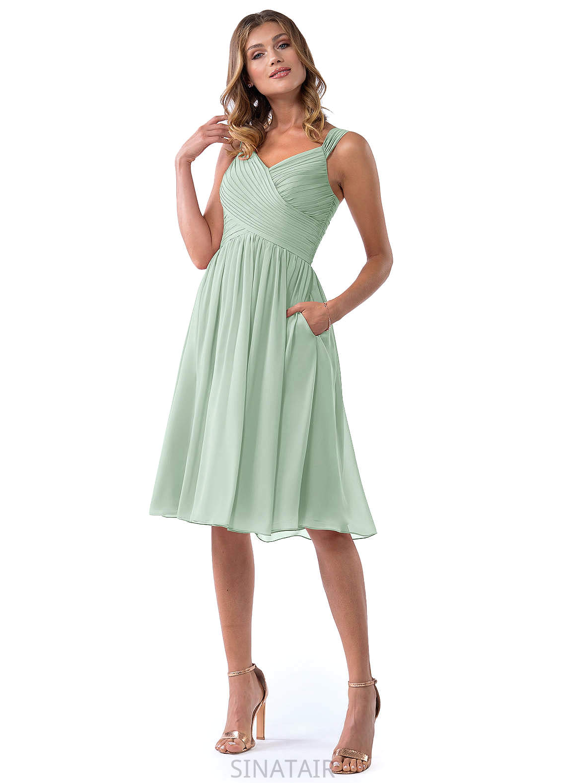 Hailee Sleeveless Natural Waist Floor Length A-Line/Princess Straps Bridesmaid Dresses