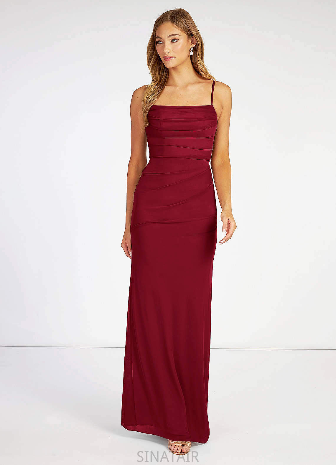 Maisie Spaghetti Staps Natural Waist Floor Length A-Line/Princess Sleeveless Bridesmaid Dresses