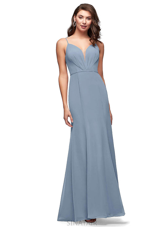 Summer Floor Length Scoop Sleeveless Natural Waist A-Line/Princess Bridesmaid Dresses