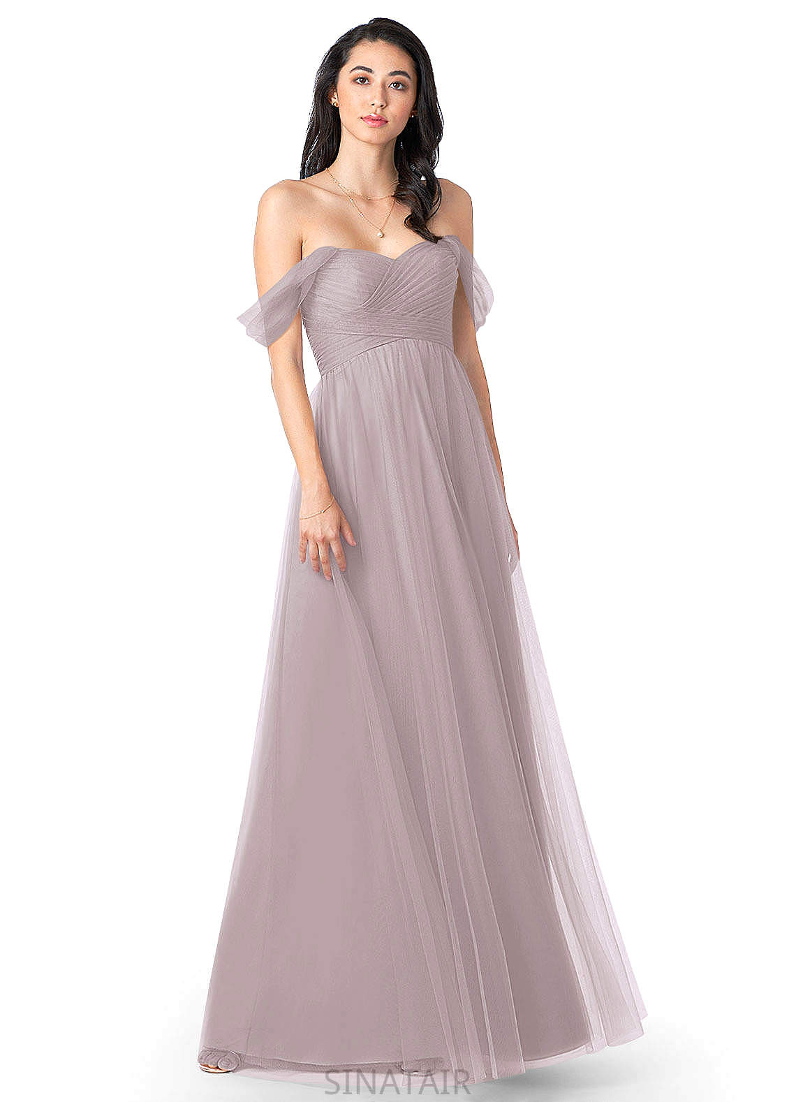 Elaina Natural Waist A-Line/Princess Floor Length Scoop Sleeveless Bridesmaid Dresses