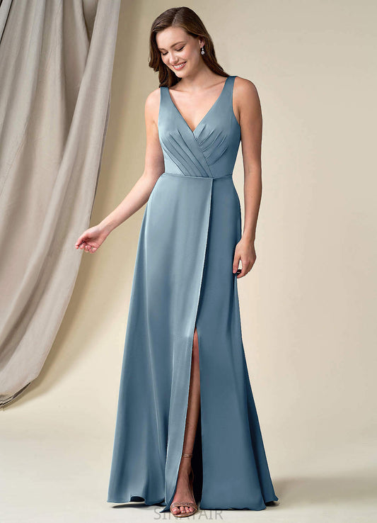 Lana Short Sleeves V-Neck Natural Waist High Low A-Line/Princess Bridesmaid Dresses