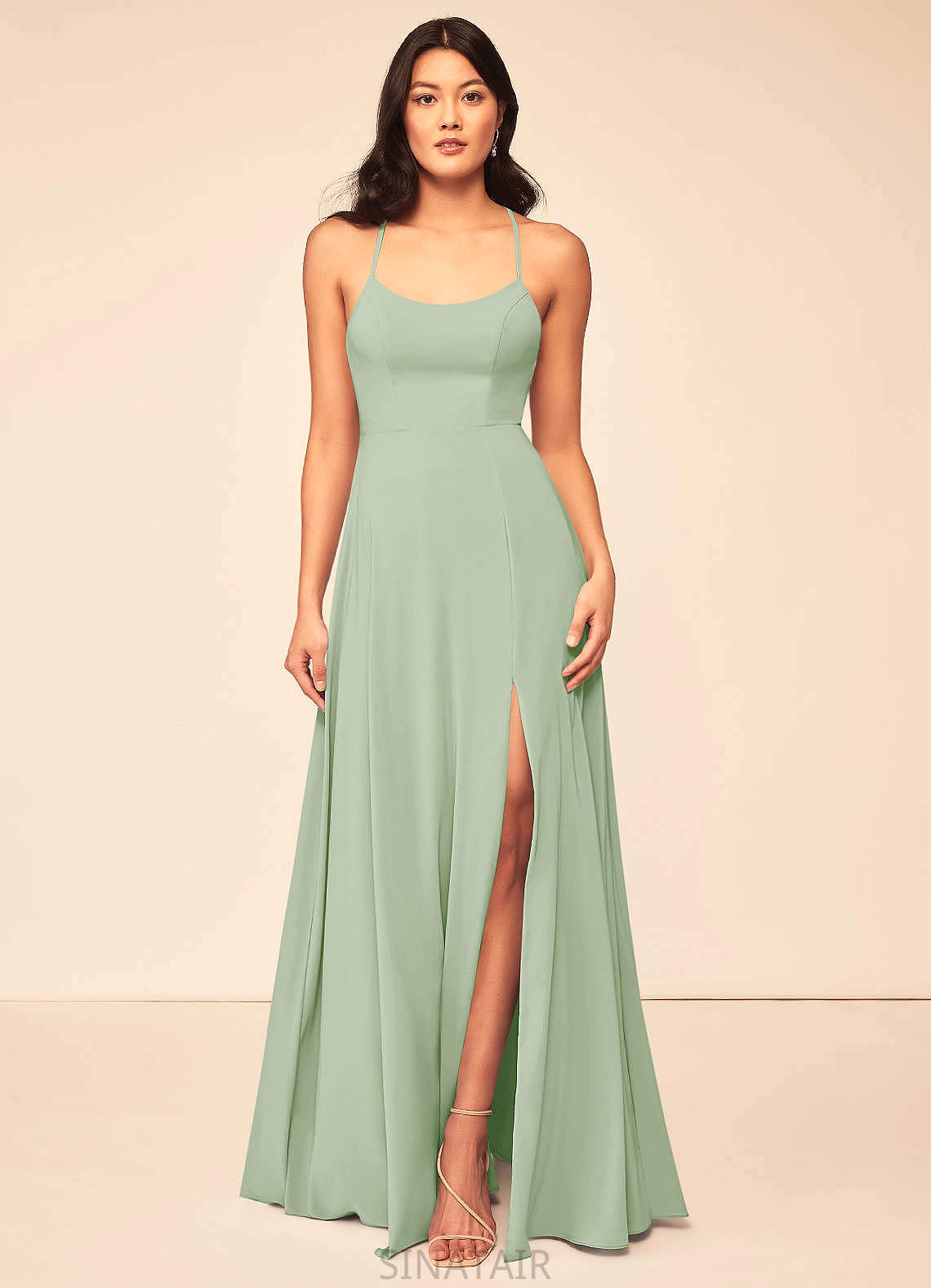 Madelynn Floor Length V-Neck Sleeveless A-Line/Princess Natural Waist Bridesmaid Dresses