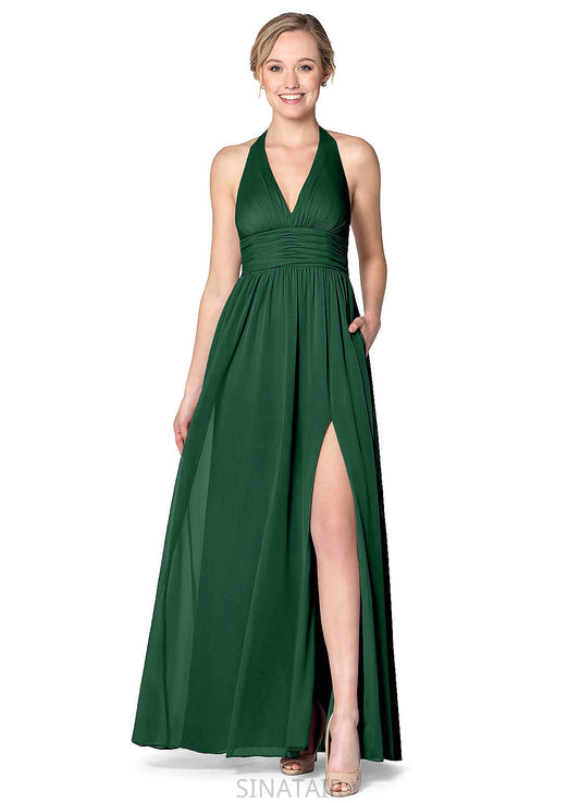 Jamya V-Neck Natural Waist Floor Length Sleeveless A-Line/Princess Bridesmaid Dresses