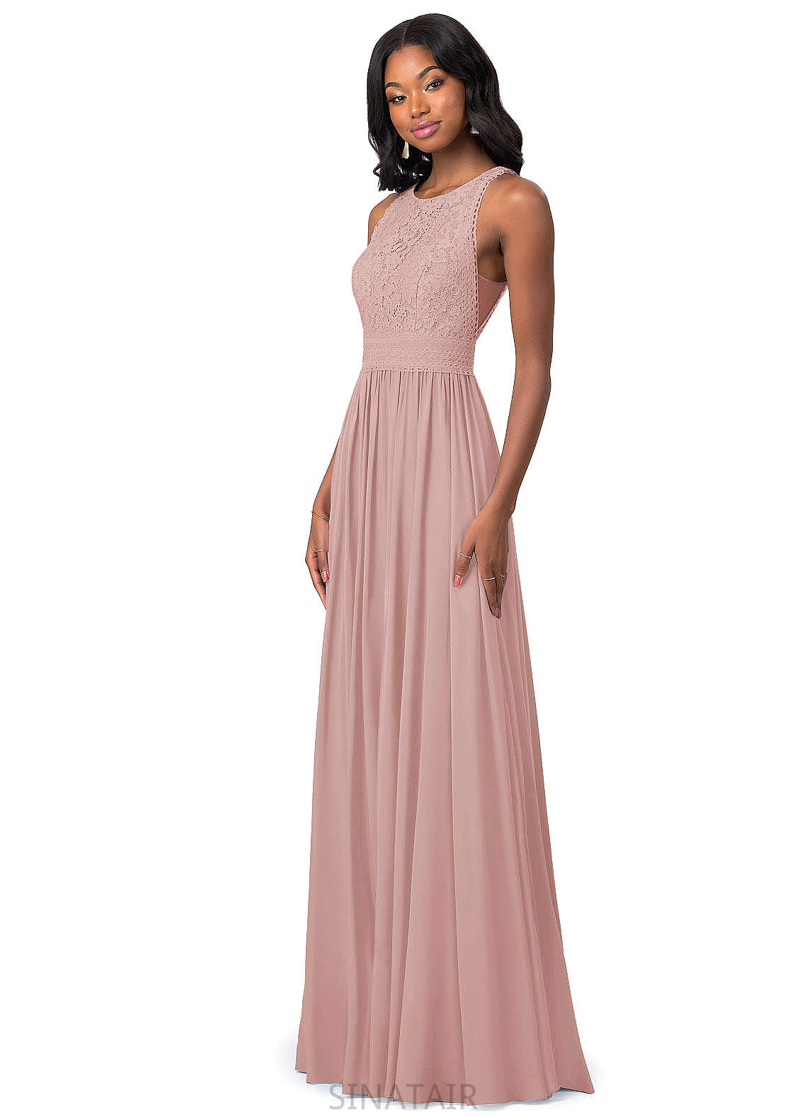 Winifred V-Neck A-Line/Princess Floor Length Natural Waist Sleeveless Bridesmaid Dresses