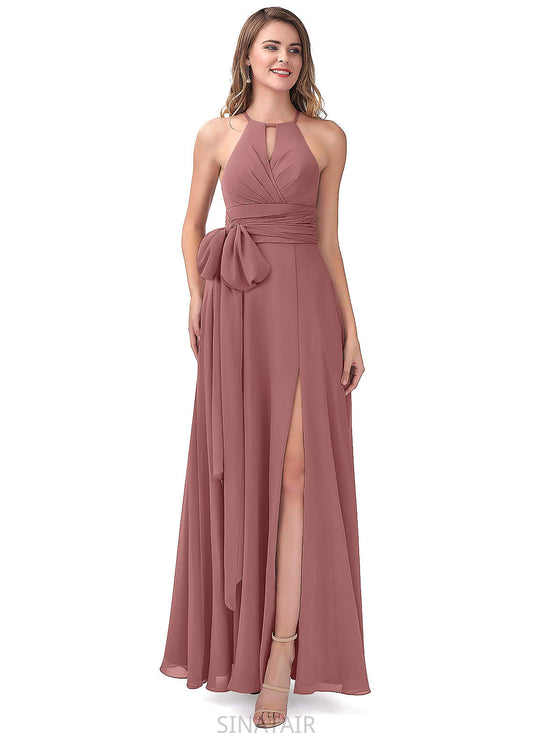 Georgia Sleeveless Floor Length V-Neck Natural Waist Trumpet/Mermaid Bridesmaid Dresses