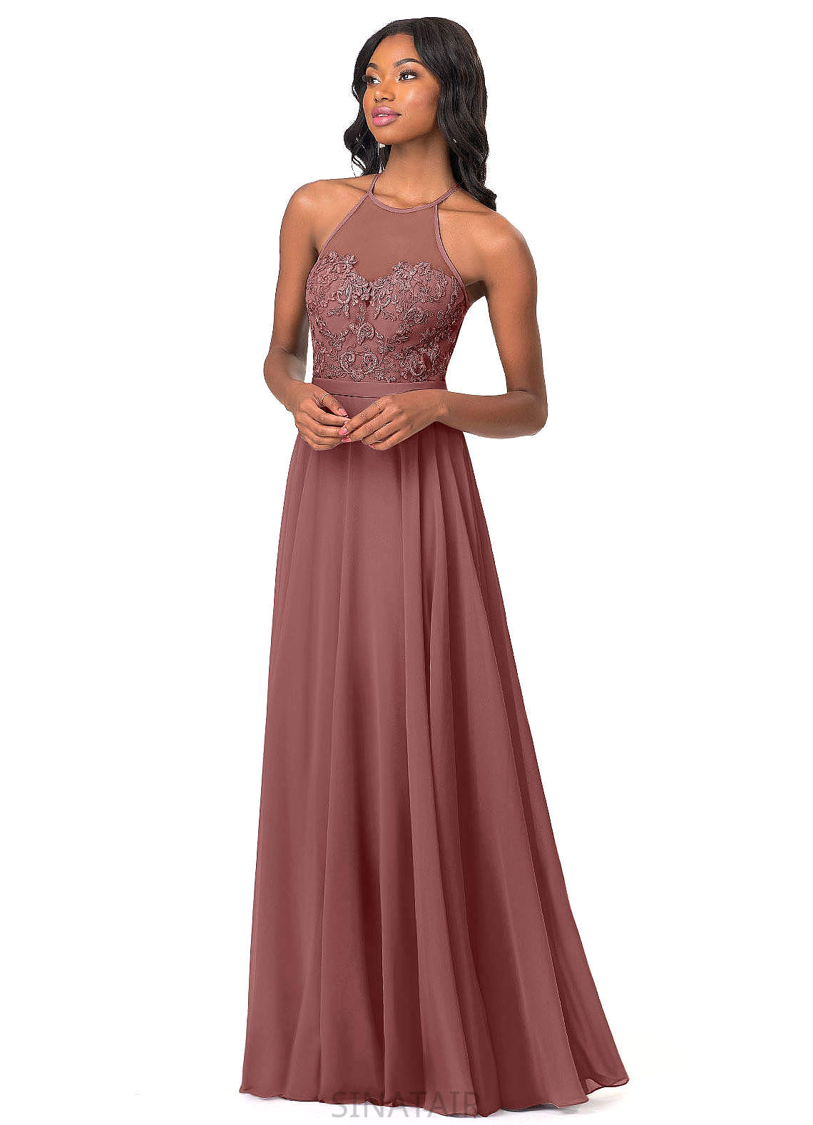 Lucia Natural Waist Sequins Sleeveless V-Neck Sheath/Column Floor Length Bridesmaid Dresses