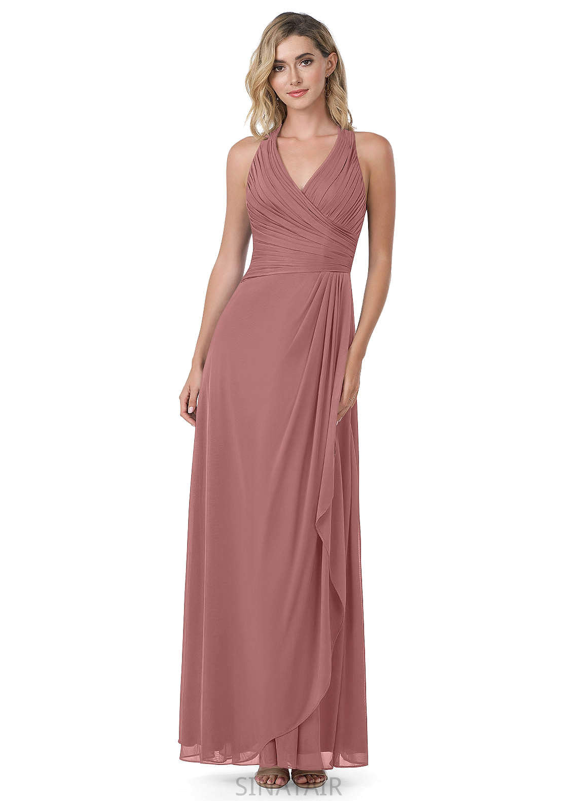 Shea Natural Waist Floor Length Halter A-Line/Princess Sleeveless Bridesmaid Dresses