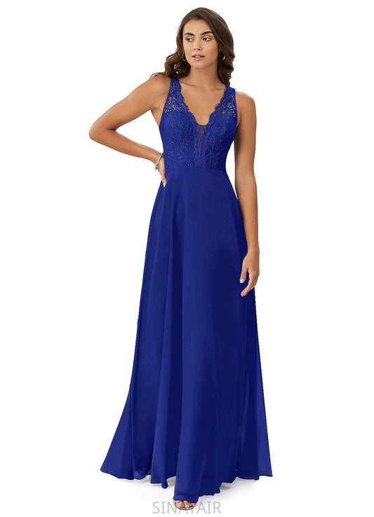 Jocelyn Natural Waist Sleeveless V-Neck Floor Length A-Line/Princess Bridesmaid Dresses