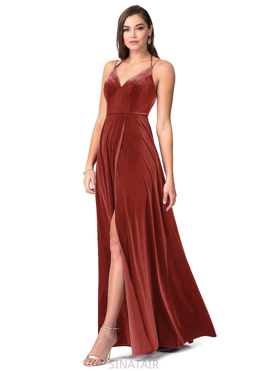 Uerica Natural Waist Floor Length Sleeveless A-Line/Princess V-Neck Bridesmaid Dresses