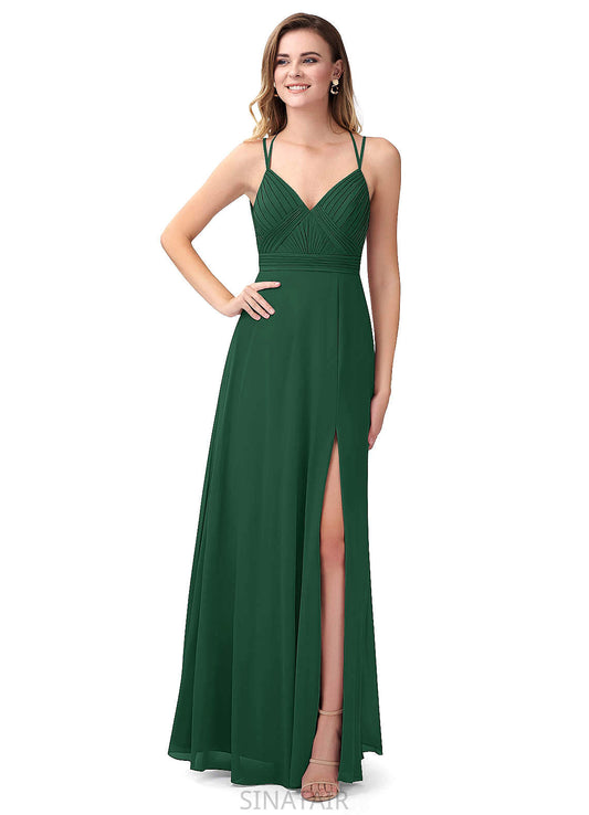 Carla A-Line/Princess Halter Natural Waist Floor Length Sleeveless Bridesmaid Dresses