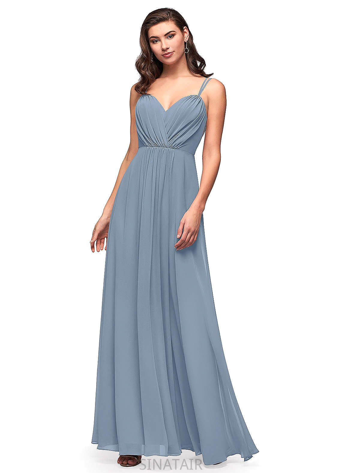 Felicity Spaghetti Staps Natural Waist A-Line/Princess Floor Length Bridesmaid Dresses