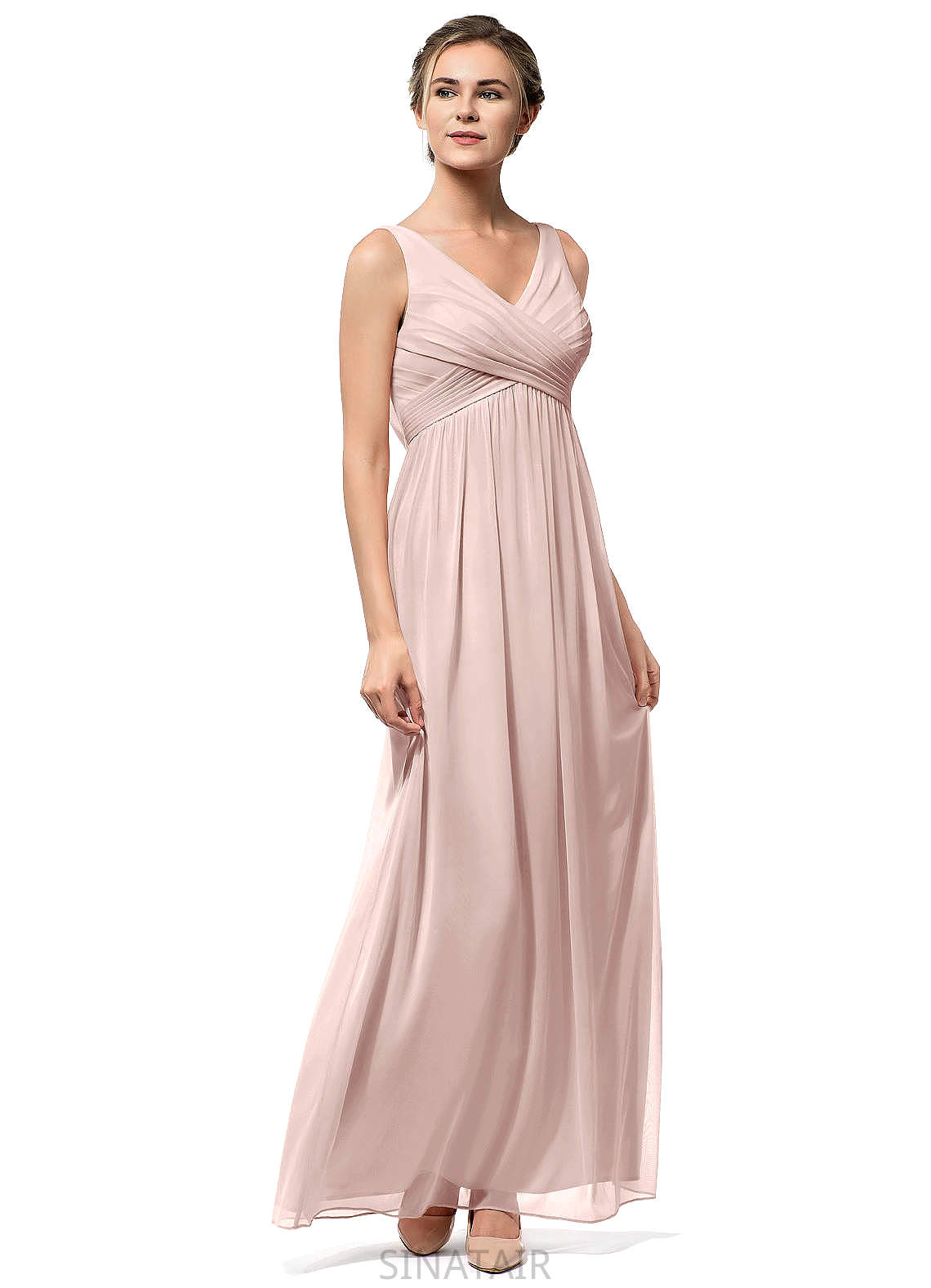 Kaitlynn Sleeveless Scoop A-Line/Princess Natural Waist Floor Length Bridesmaid Dresses