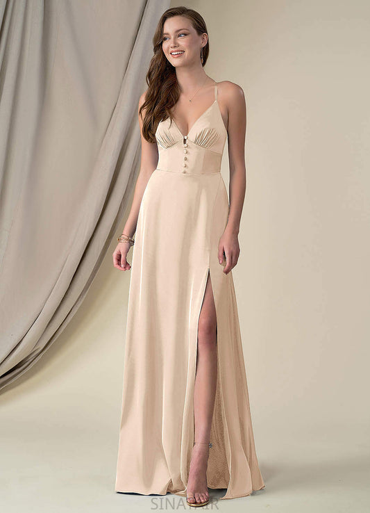 Jayleen Floor Length Natural Waist Sleeveless V-Neck A-Line/Princess Bridesmaid Dresses