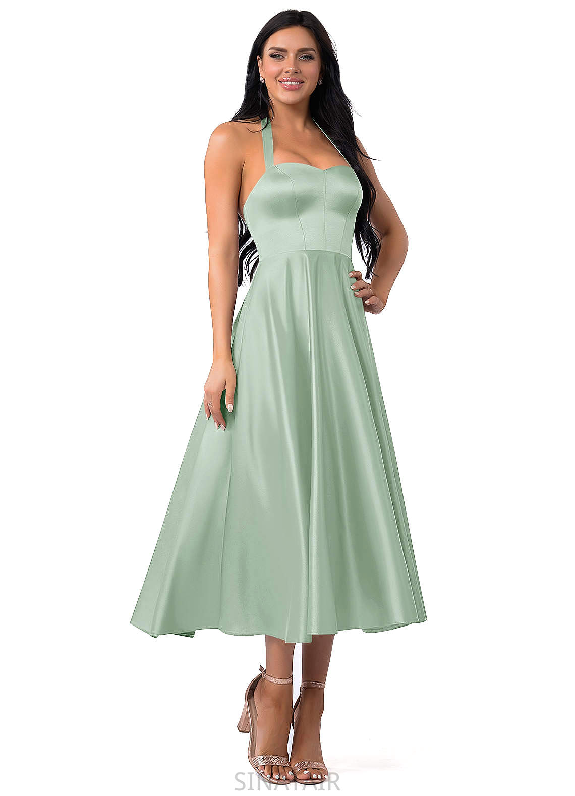 Jenna Floor Length Natural Waist V-Neck Sleeveless A-Line/Princess Bridesmaid Dresses