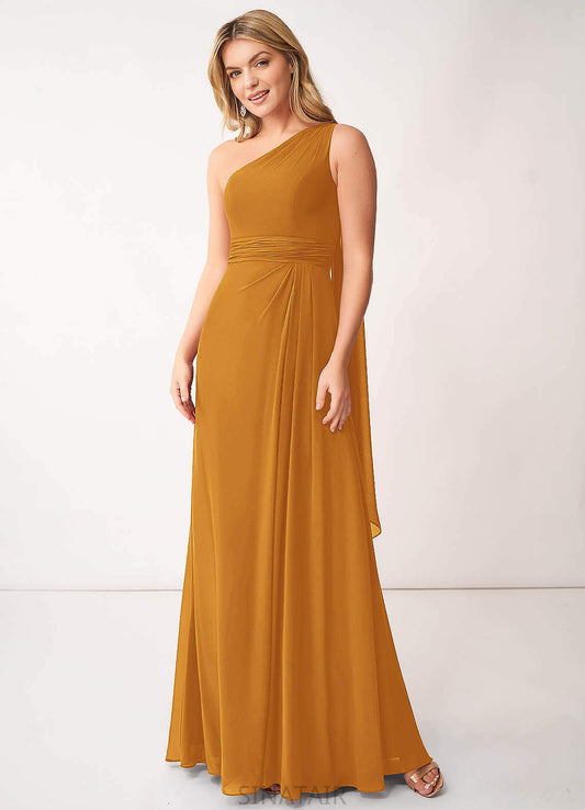 Aiyana A-Line/Princess Floor Length Natural Waist Sleeveless One Shoulder Bridesmaid Dresses