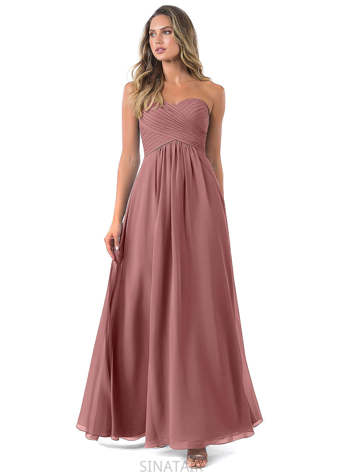 Micaela Natural Waist V-Neck A-Line/Princess Sleeveless Floor Length Bridesmaid Dresses