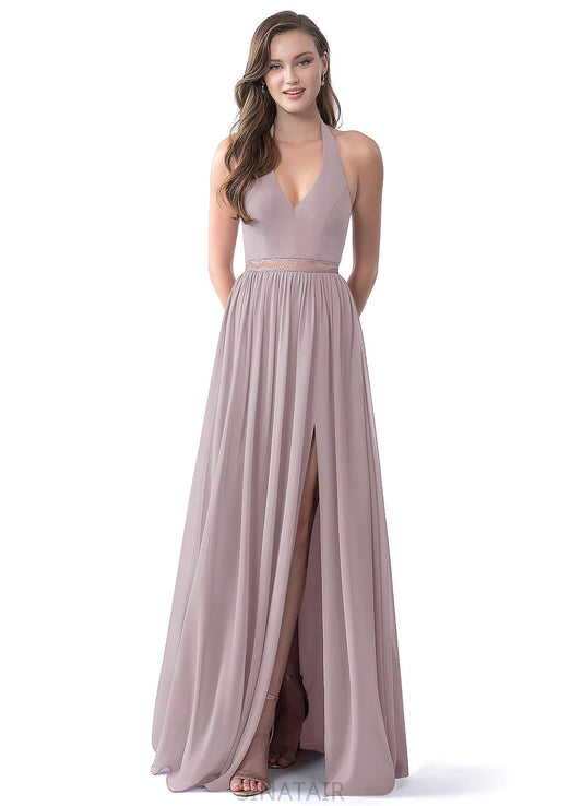 Shea Sleeveless Floor Length A-Line/Princess Natural Waist V-Neck Bridesmaid Dresses