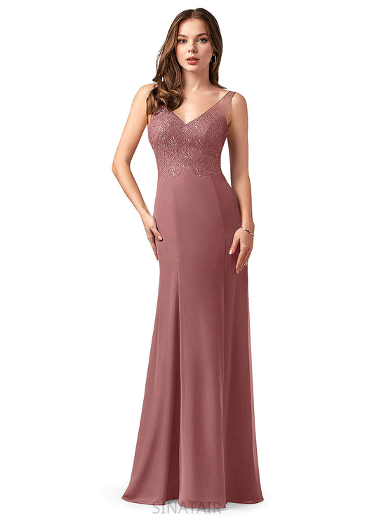 Alannah V-Neck Floor Length Natural Waist Sleeveless A-Line/Princess Bridesmaid Dresses