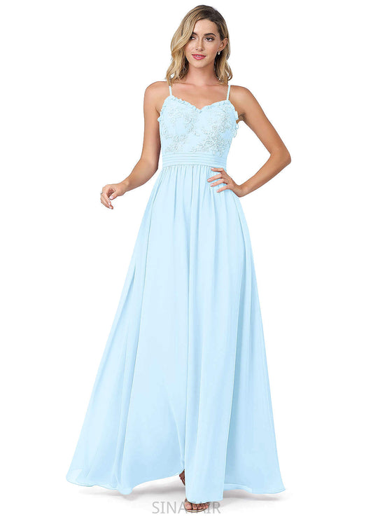 Myah Natural Waist Floor Length Sleeveless A-Line/Princess V-Neck Bridesmaid Dresses