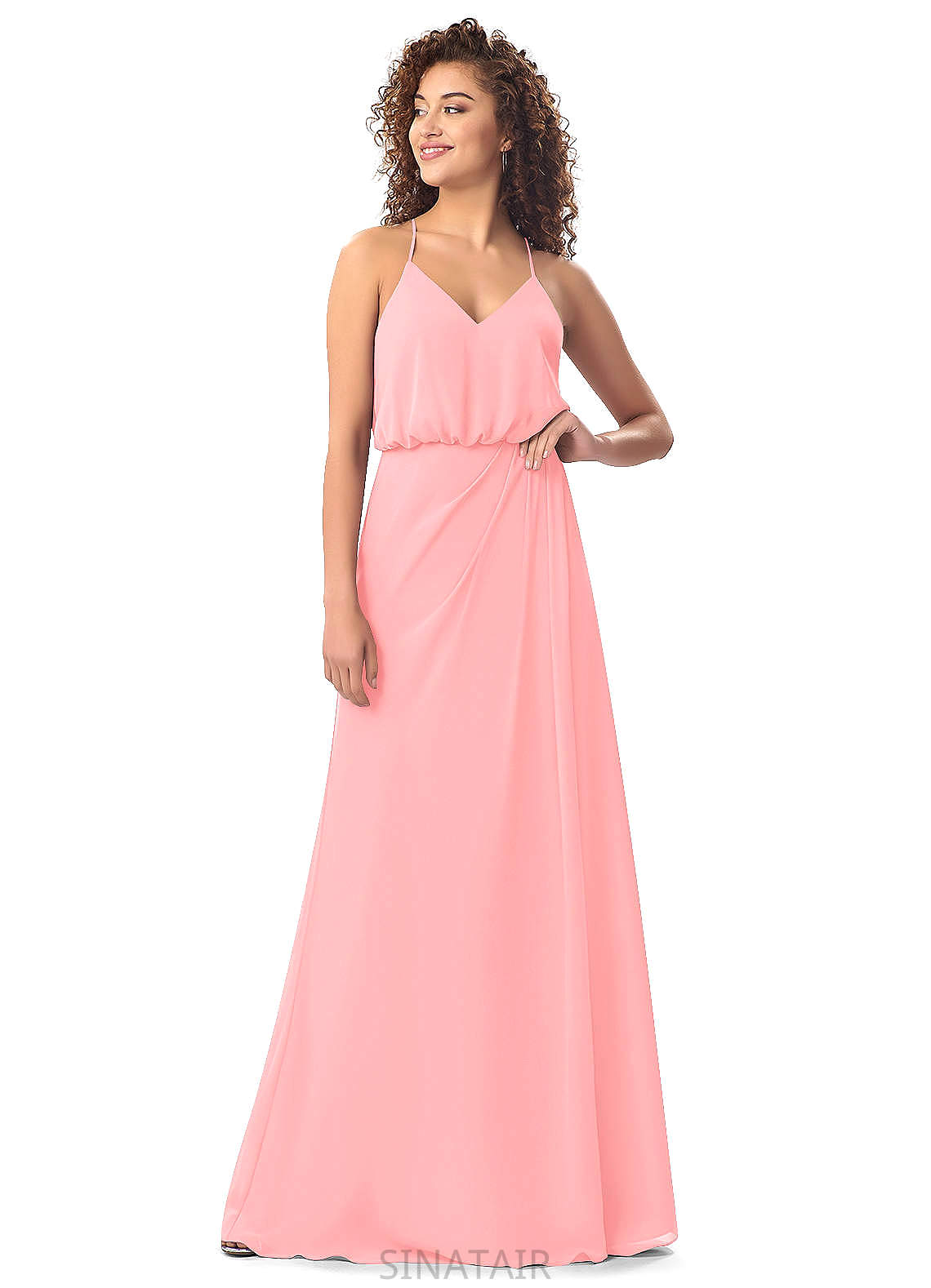 Taryn Sleeveless Floor Length V-Neck A-Line/Princess Natural Waist Bridesmaid Dresses