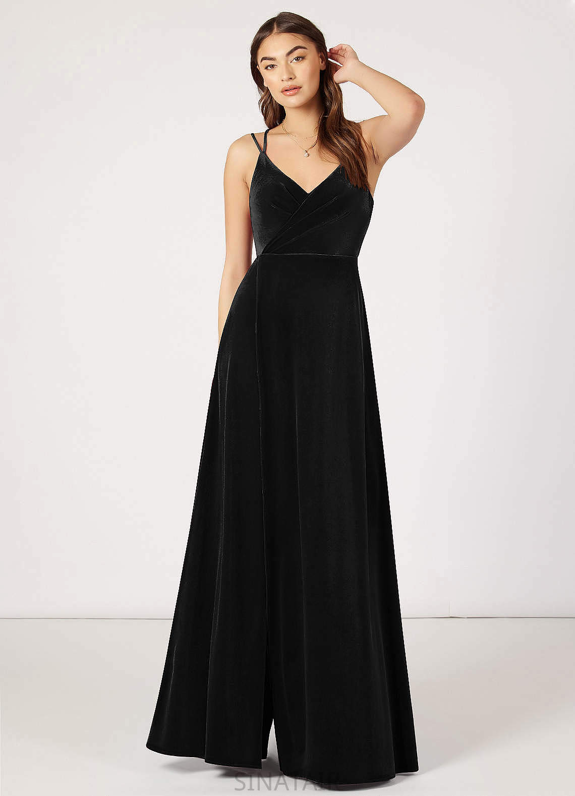 Paulina Natural Waist Spaghetti Staps A-Line/Princess Sleeveless Floor Length Bridesmaid Dresses