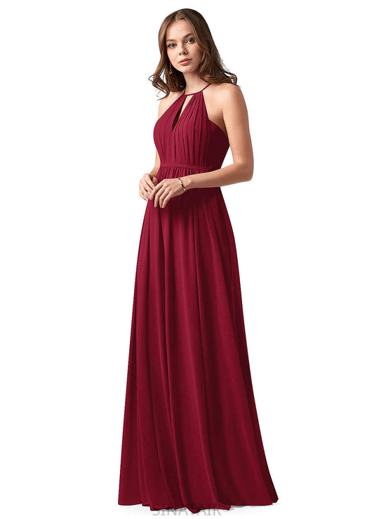 Julianna Sleeveless Spandex Floor Length Spaghetti Staps Natural Waist Sheath/Column Bridesmaid Dresses