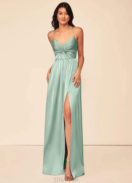 Elaina Floor Length Sleeveless A-Line/Princess V-Neck Natural Waist Bridesmaid Dresses