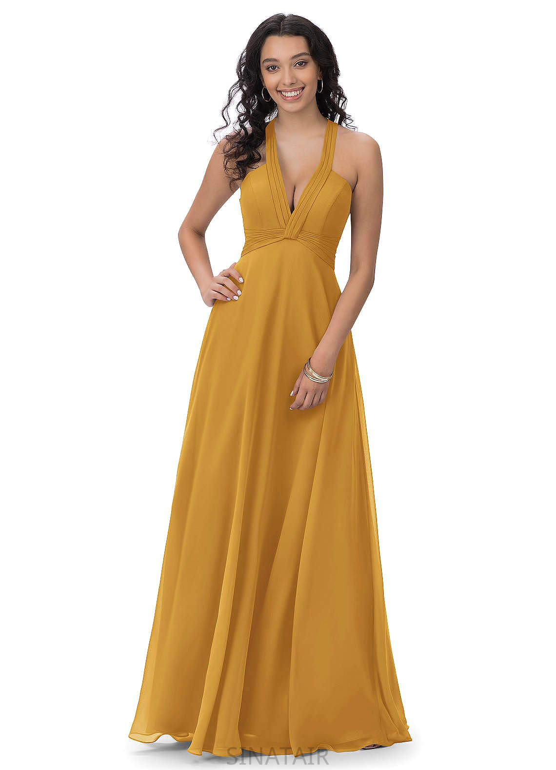 Trudie Spaghetti Staps Sleeveless A-Line/Princess Natural Waist Floor Length Bridesmaid Dresses