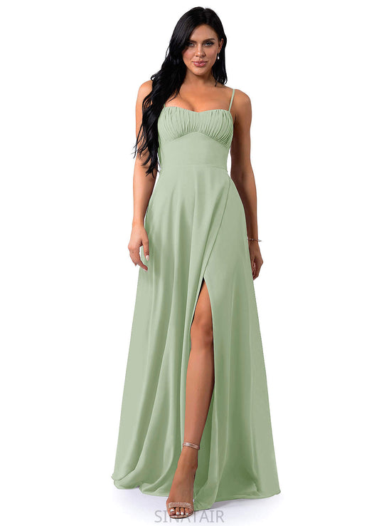 Lucille A-Line/Princess Spaghetti Staps Floor Length Natural Waist Sleeveless Bridesmaid Dresses